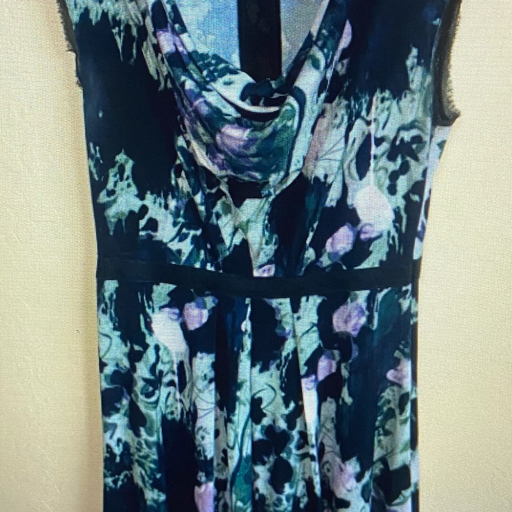 Simply Vera Vera Wang Navy Purple Green Floral Dress